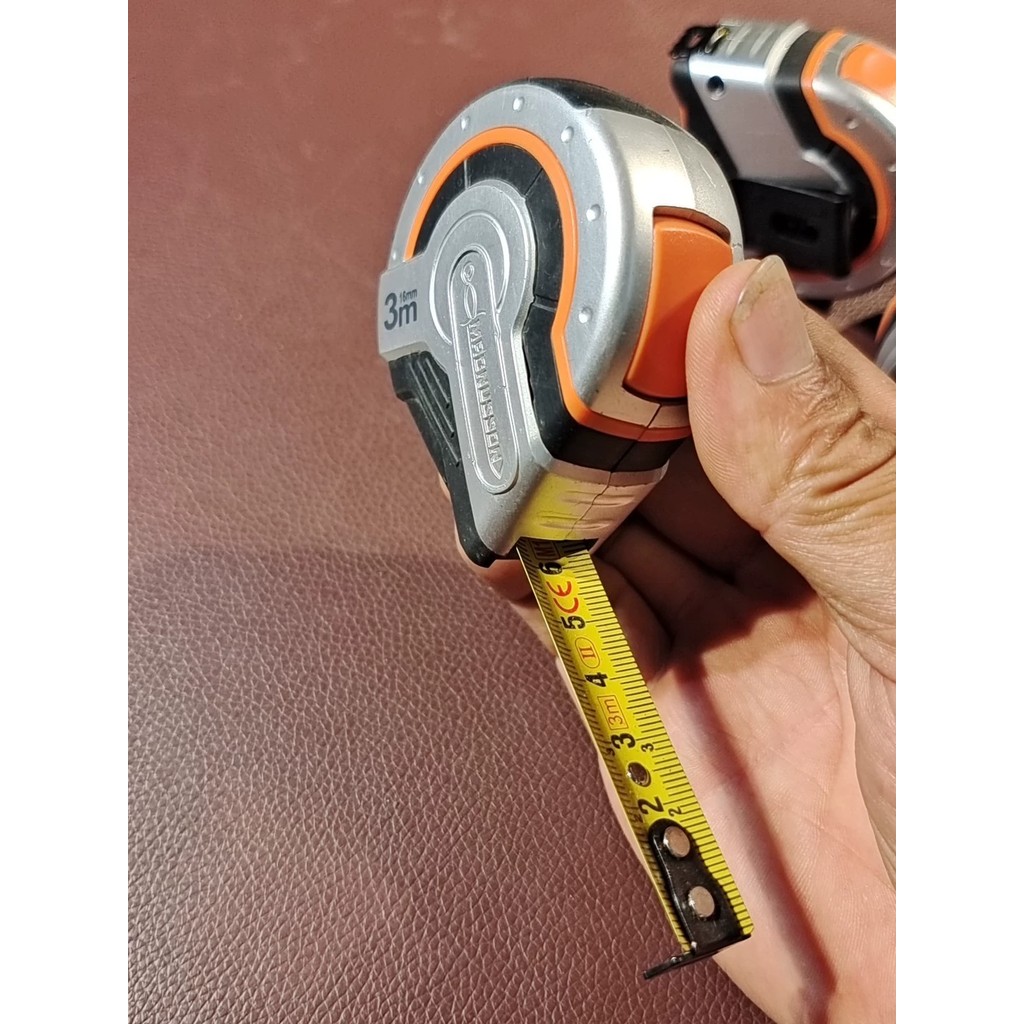 Magnusson ตลับเมตร 3 เมตร หน้ากว้าง 16 มม. ตัวเคสหุ้มยางกันกระแทก มีปุ่มล็อกสายวัด ดึงสมูท
