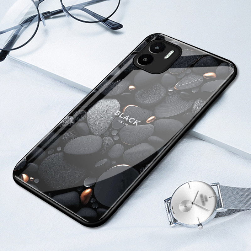 เคสสำหรับ Redmi A1 4G A2 4G A1+ A2+ POCO C50 เคสโทรศัพท์ก้อนกรวดเปลือกแก้วกันกระแทก