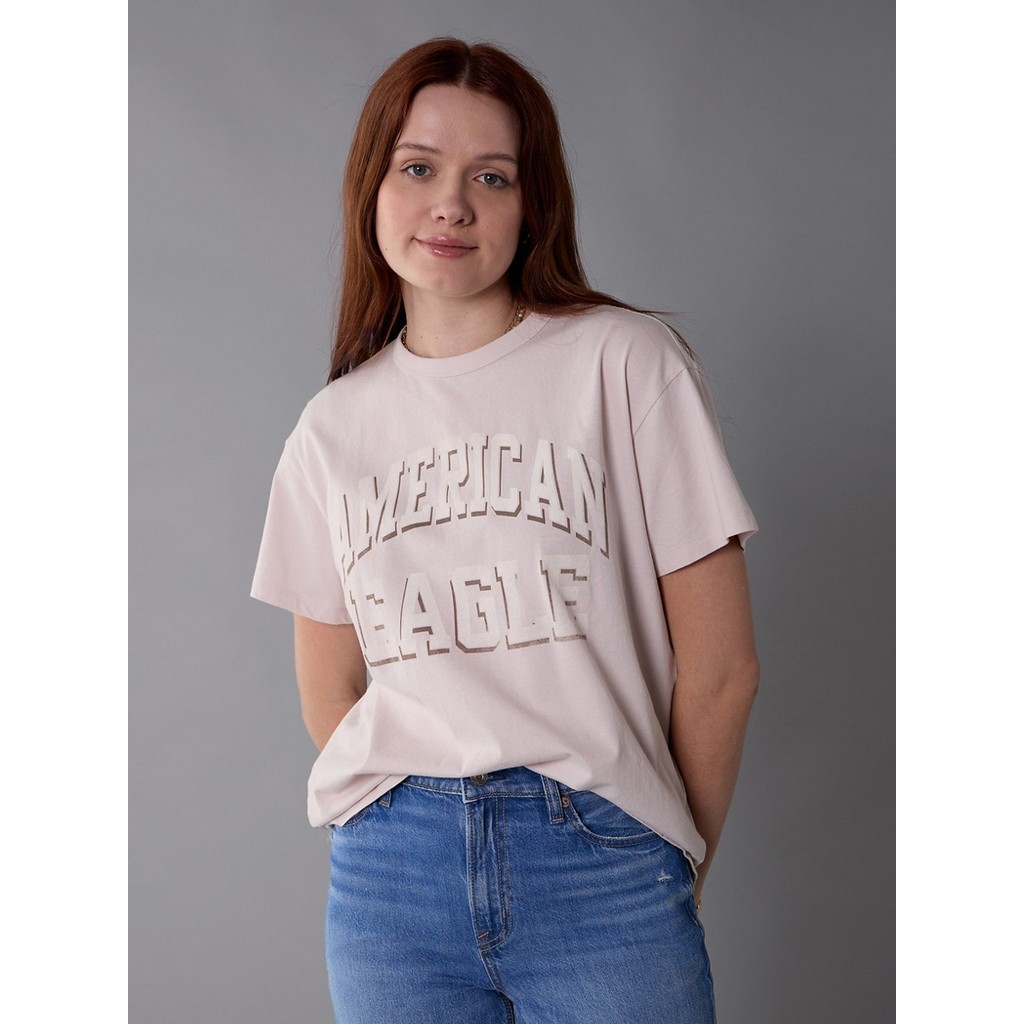 American Eagle เสื้อยืดผู้หญิง 9933 INTL BRANDED BOYFRIEND TEE สี HUSHED VIOLET - 037-9933-535