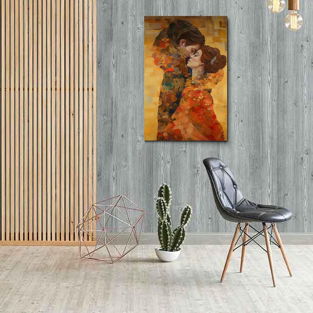 Gustav Klimt The Kiss โปสเตอร์ Vintage นิทรรศการโปสเตอร์ Art พิมพ์ Gustav Klimt พิมพ์โรแมนติก Art Gu