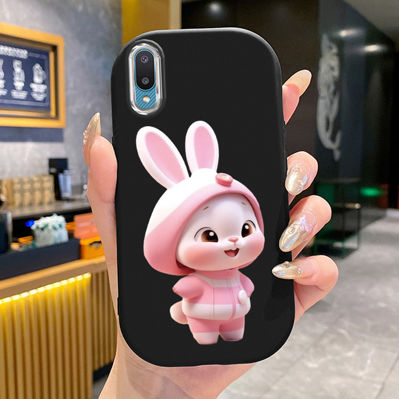 เคสสำหรับ Samsung Galaxy A02 M02 เคสโทรศัพท์กระต่ายกลมและอ้วนเสื้อแจ็กเก็ตผ้านุ่ม