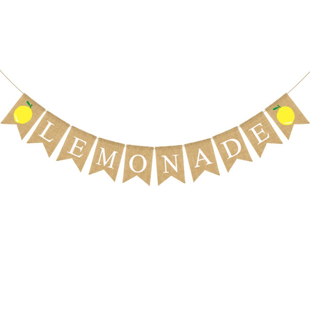 [ขายแฟลช] Burlap Lemonade Banner Lemonade สําหรับตกแต่งขาตั้งสําหรับปาร์ตี้ธีมมะนาว