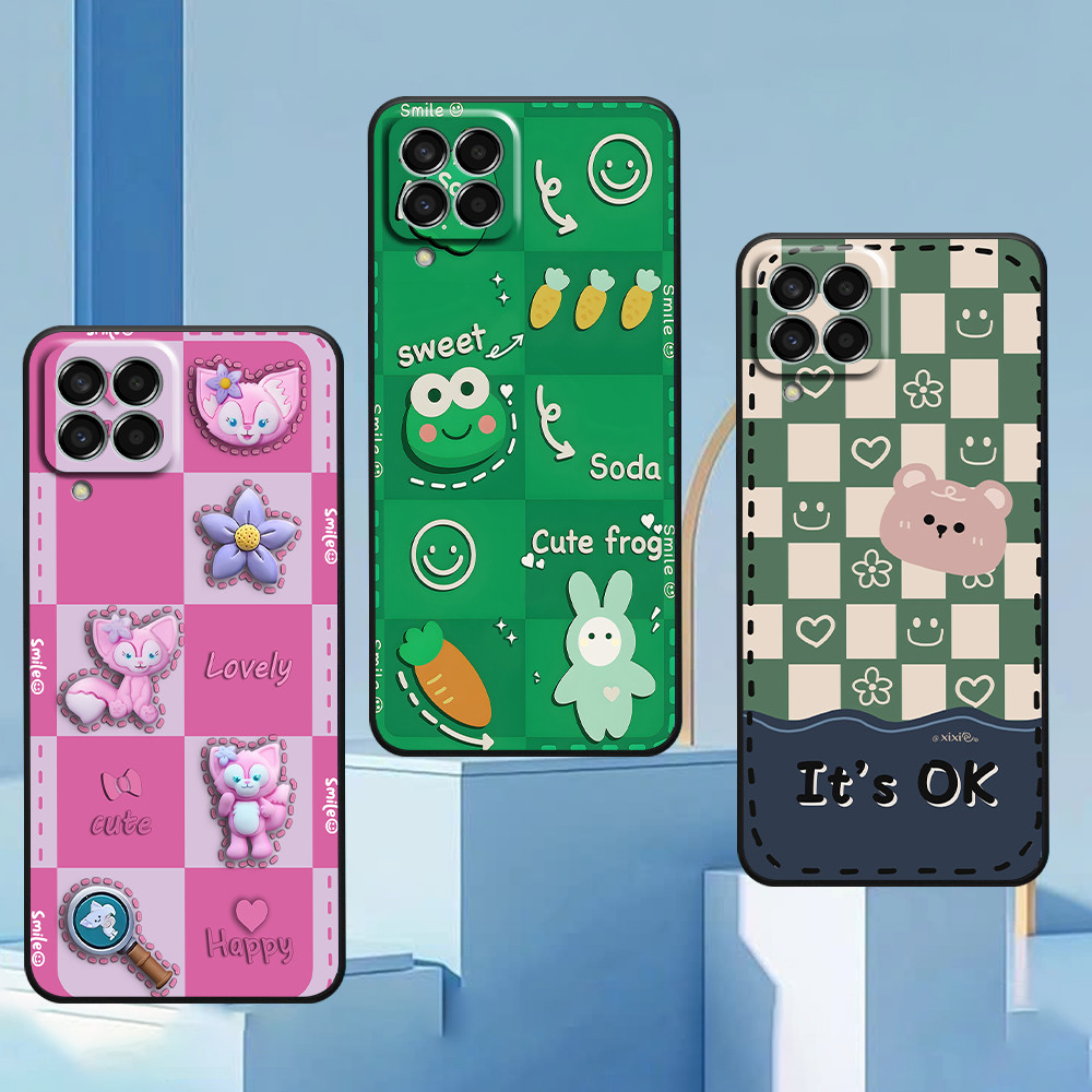 เคส Samsung M33 5G / M53 5G พิมพ์ลายหมีน่ารักและกบเขียว