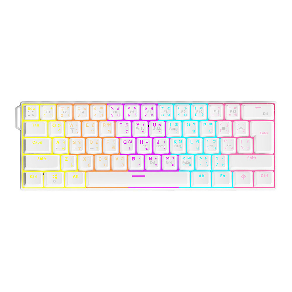 KEYBOARD (คีย์บอร์ด) AJAZZ NK61 - RED SWITCH RAINBOW LED EN/TH WHITE "