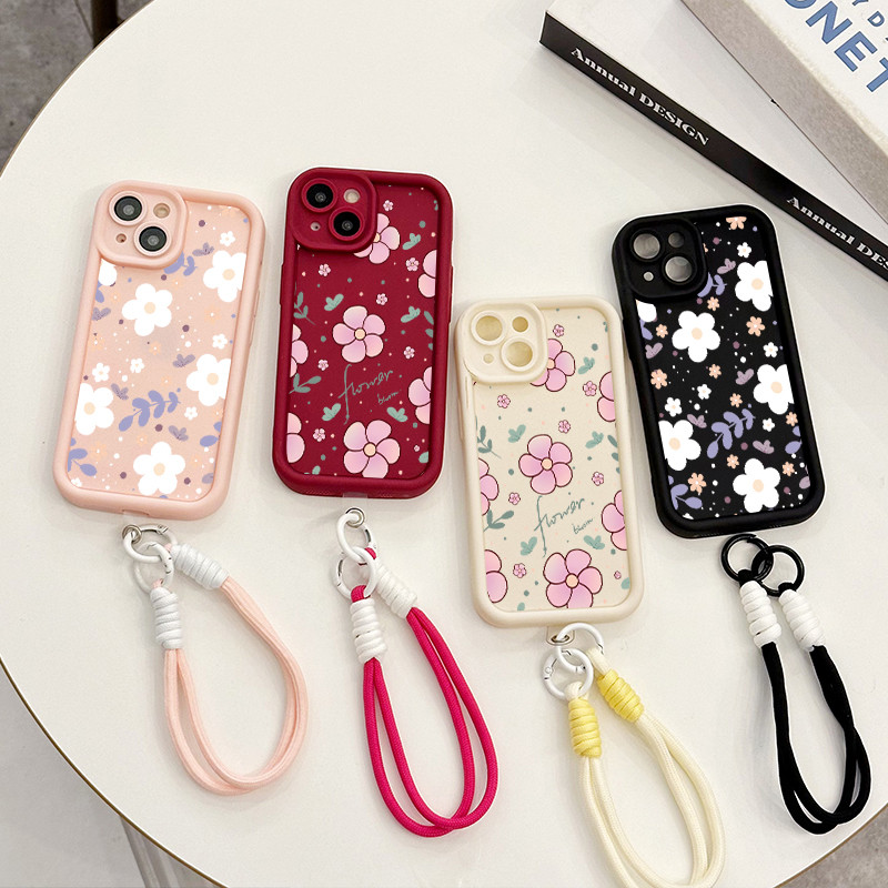 เคสสำหรับ VIVO Y75 Y55 5G Y55s Y33s Y33e Y30 5G Y52T T1 5G เคสโทรศัพท์ดอกไม้สายคล้องสามสีซิลิโคนกันกระแทก ราคา ถูกที่สุด ดีลบีเคเค แกลเลอรีภาพที่ 9