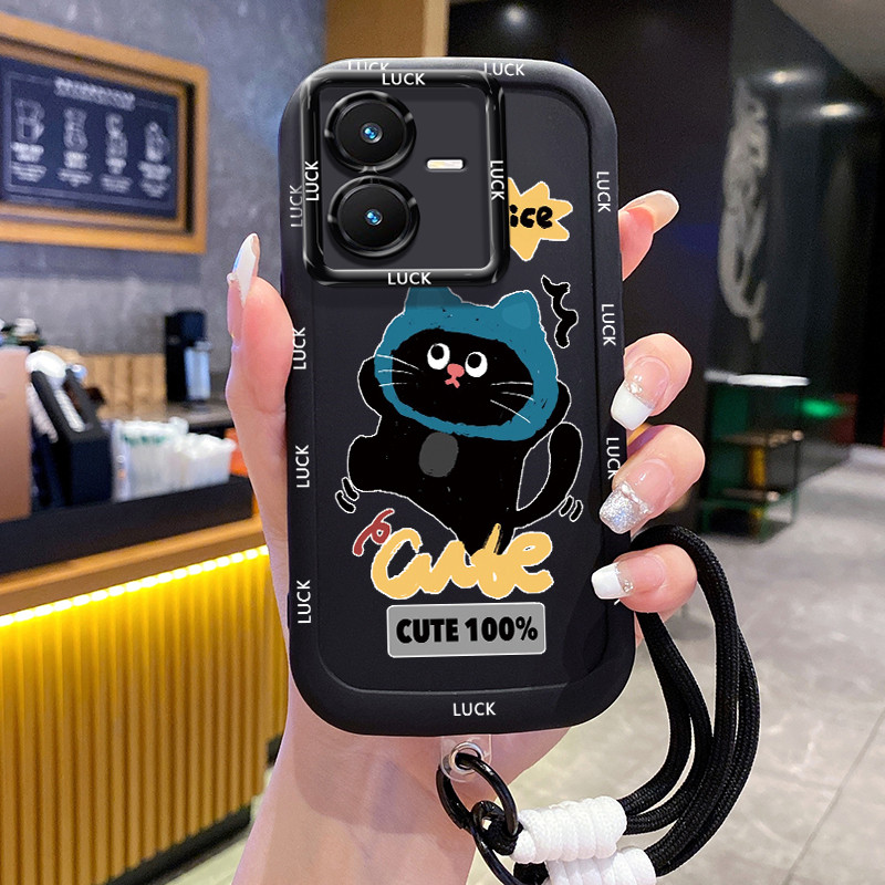 เคสสำหรับ VIVO Y22 Y22s เคสโทรศัพท์แมวสายคล้องกันกระแทก – โปรปัง