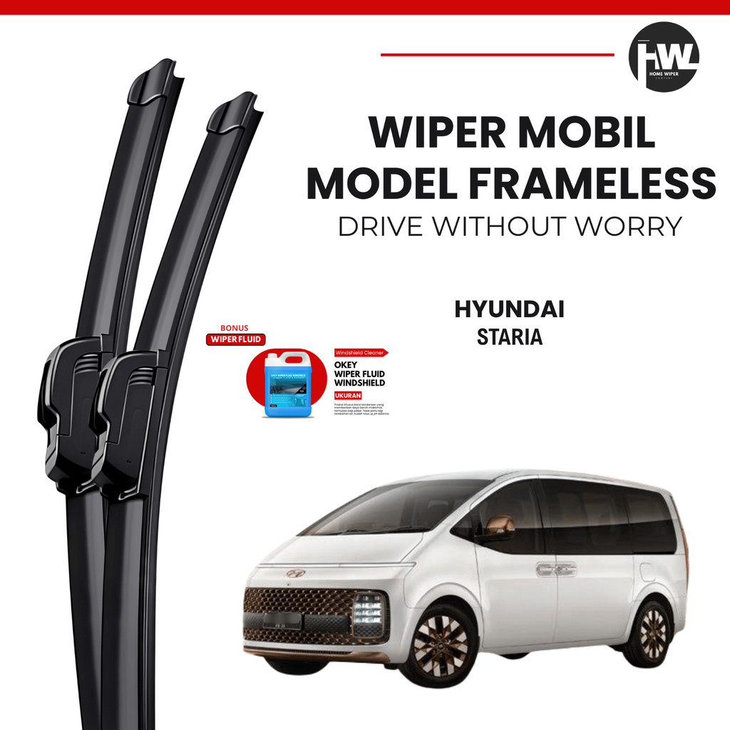 ที่ปัดน้ําฝนกระจกรถยนต์ Hyundai Staria Frameless ฟรีของเหลว