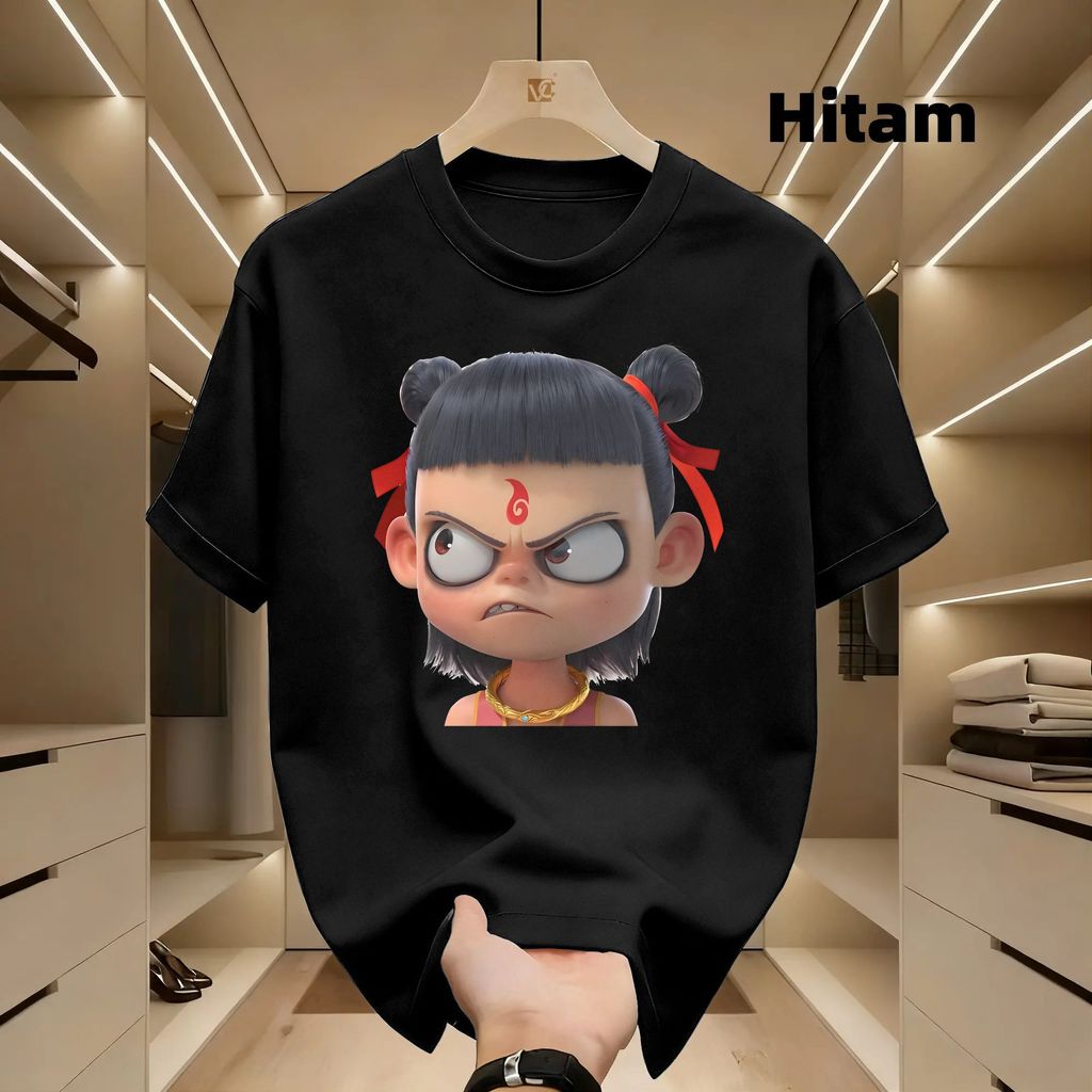 การแสดงออกของ Nezha 1 เสื้อยืดแขนสั้น 210g ใหม่ผู้ชายเสื้อยืด Unisex ผ้าฝ้ายสไตล์เกาหลี