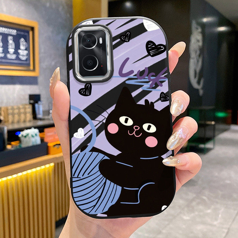 เคสสำหรับ OPPO A36 A76 A96 เคสโทรศัพท์แมวกลมและอ้วนเสื้อแจ็กเก็ตผ้านุ่ม