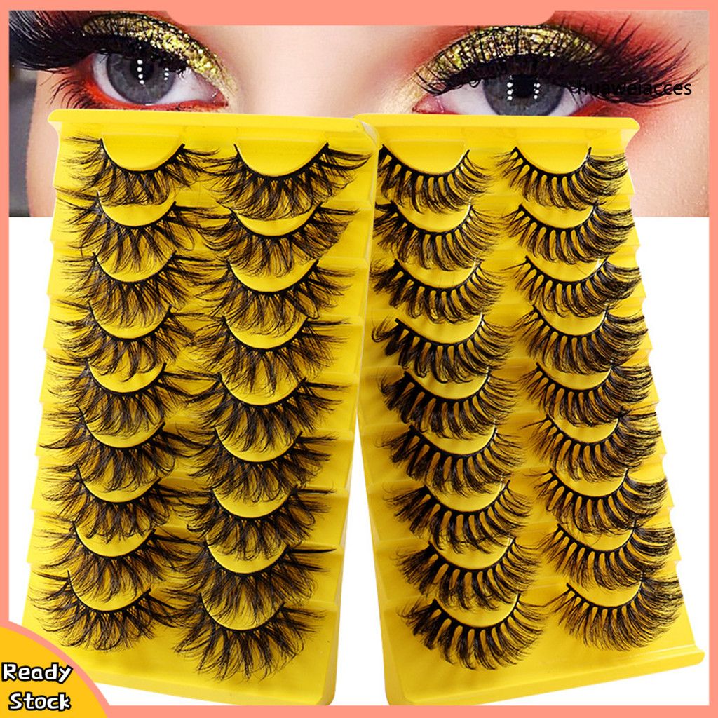 [HUA]9 คู่/เซ็ตขนตาปลอมธรรมชาติ 3D Effect นุ่มหนา Curled Dress Up Man-made เส้นใยความงามขนตาปลอมขนตา
