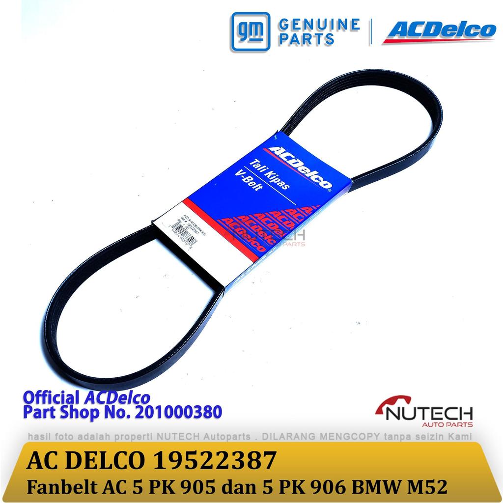 Fanbelt V เข็มขัดพัดลมเข็มขัด AC 5 PK 905 5PK905 5PK906 5 PK 906 BMW M52 Ac Delco