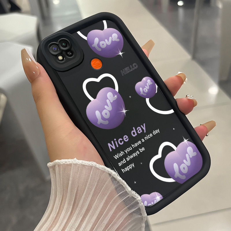 เคสสำหรับ Xiaomi Redmi 9c NFC 10A POCO C31 เคสโทรศัพท์รูปหัวใจดอกไม้สามสีซิลิโคนกันกระแทก