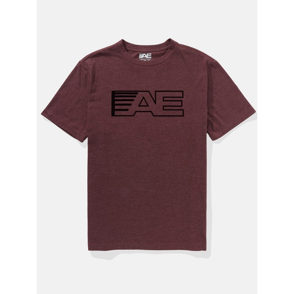 American Eagle เสื้อยืดผู้ชาย G SS ACTIVE 24/7 SET IN TEE- CVC FAUX HTHR+SERIOUSLY SOFT WASH สี BURGUNDY - 017-3375-613