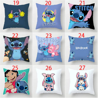 45X45 ซม.ภาพเคลื่อนไหว Lilo Stitch ด้านเดียวพิมพ์โพลีเอสเตอร์โยนหมอนรถ Cusion ตกแต่งบ้านปลอกหมอน
