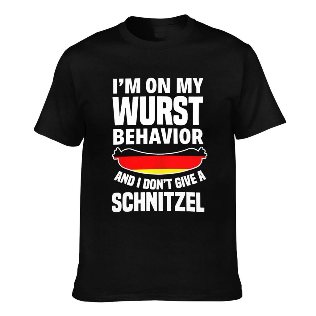 การพิมพ์แบบกําหนดเอง IM On My Wurst Beahavior และ I DonT มอบ Schnitzelfood Mens Tee