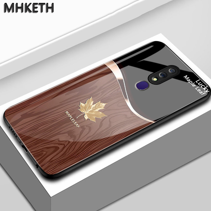 เคสสำหรับ OPPO F11 F11 Pro A9 2019 A9X เคสโทรศัพท์กระจกระดับไฮเอนด์ลายใบเมเปิ้ล