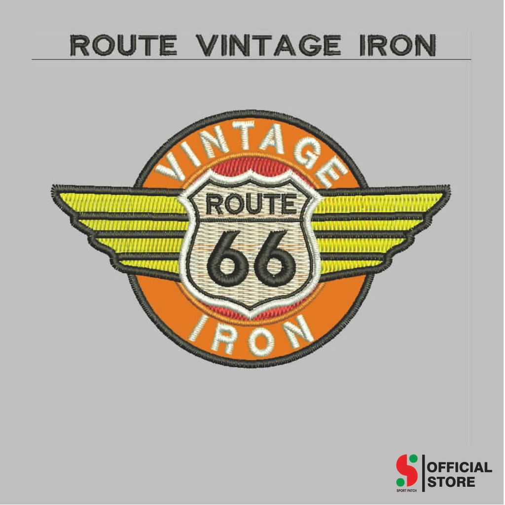 SPORT-496 คอมพิวเตอร์ EMBROIDERY PATCH โลโก้/VINTAGE IRON ROUTE EMBLEM 66