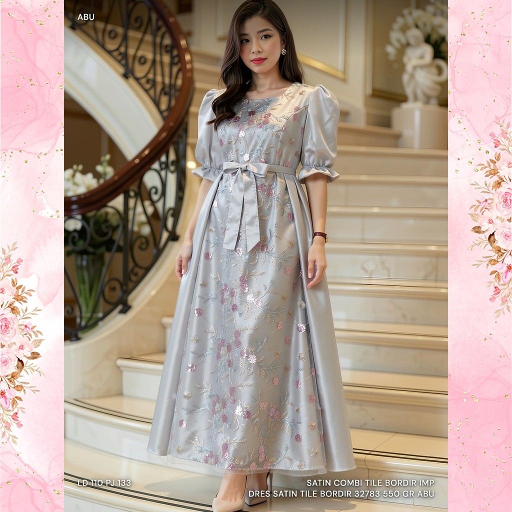 SATIN BROIDERED DRESS 32783 550 GR สต็อก AS SHOWN ในสต็อกและอัปเดต