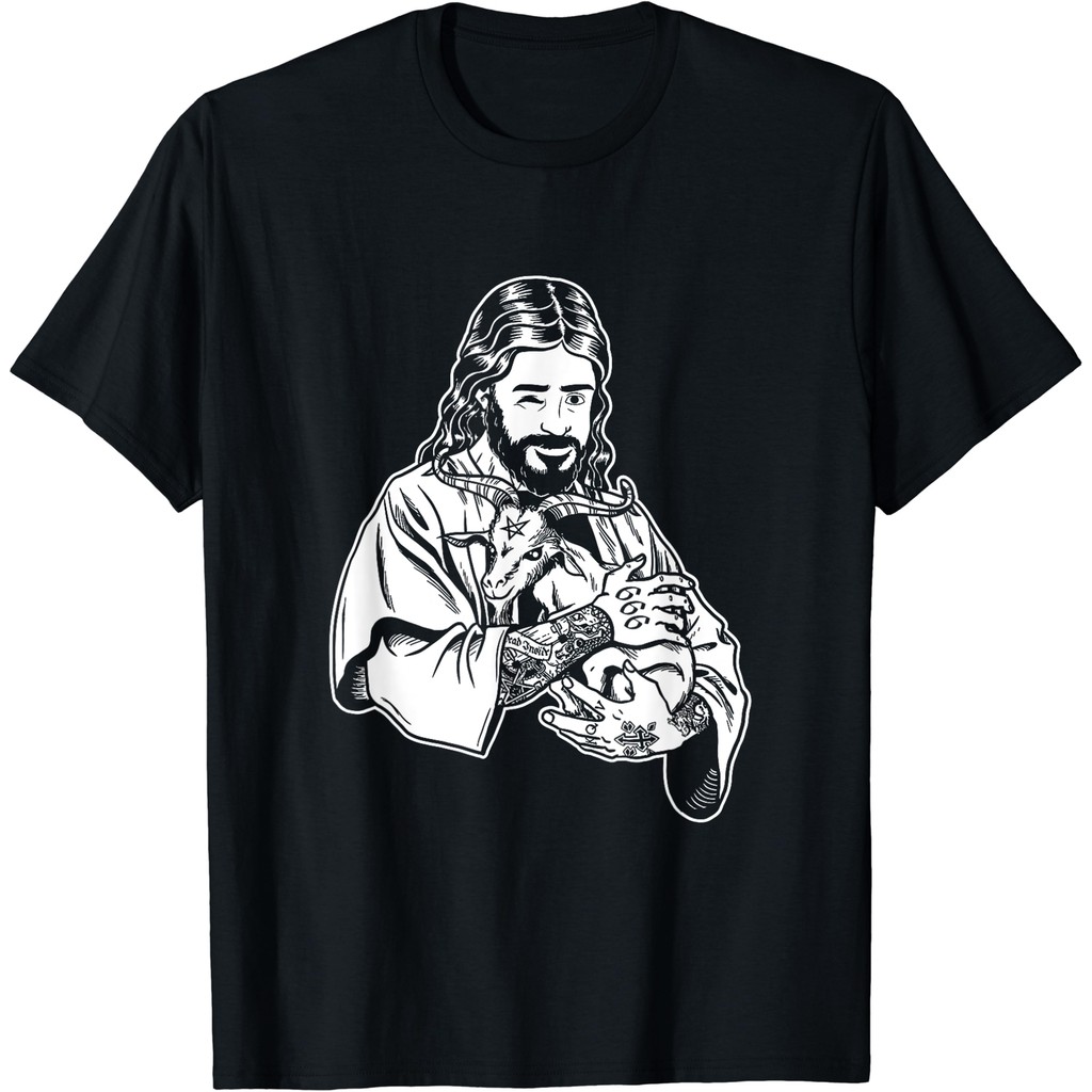 เสื้อยืด Blackcraft ออกแบบ Jesús Loves Satan และภาพบัฟโธเมต