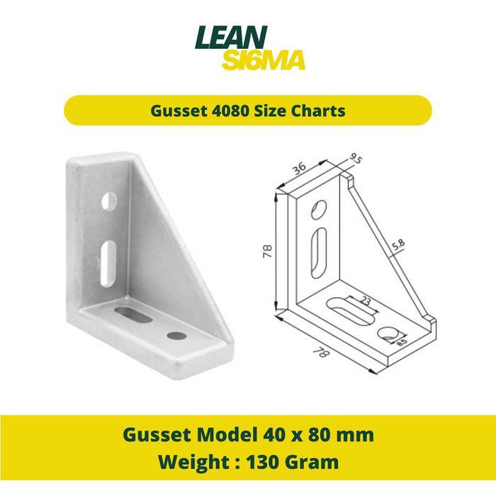 SIKU (ORIGINAL) ALUMINIUM BRACKET CORNER ANGLE 4080 / GUSSET CORNER PROFILE 4080 -HARDGLOBAL