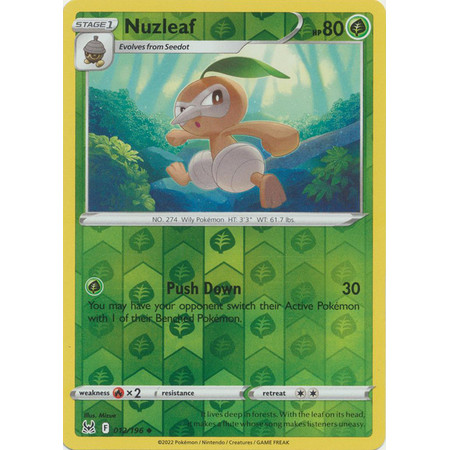 การ์ดโปเกมอน Nuzleaf - 012/196 - Uncommon Reverse Holo