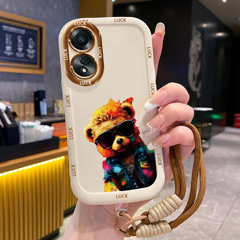 เคสสำหรับ OPPO A58 4G A58 5G A58X 5G A78 5G A1X 5G A2X 5G เคสโทรศัพท์บุคลิกหมีสุนัขซิลิโคนสายคล้องกันกระแทก