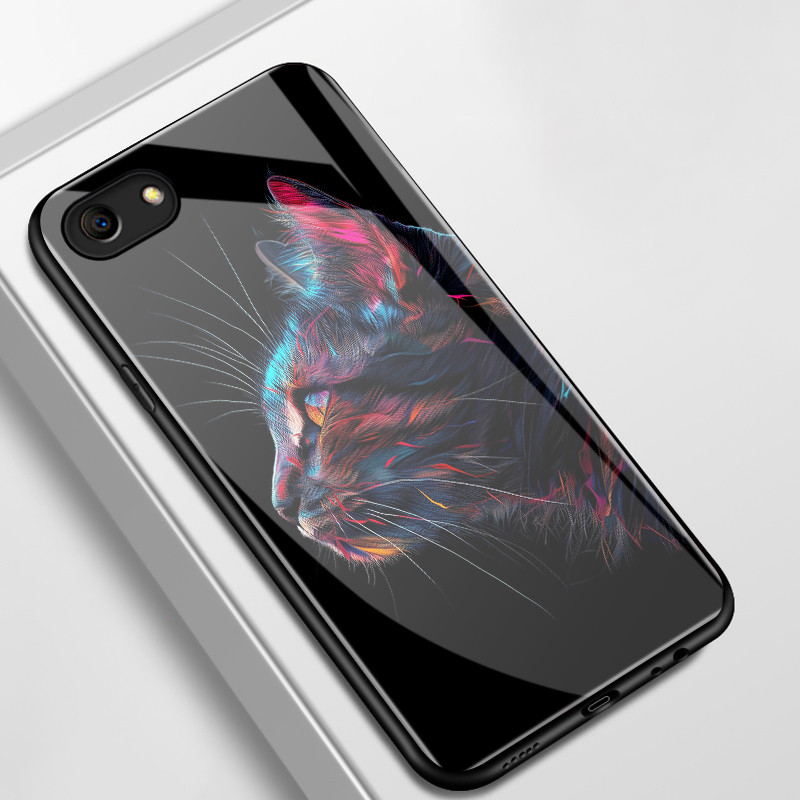 เคสสำหรับ OPPO A83 2018 A1 2018 เคสโทรศัพท์แมวเปลือกแก้วกันกระแทก