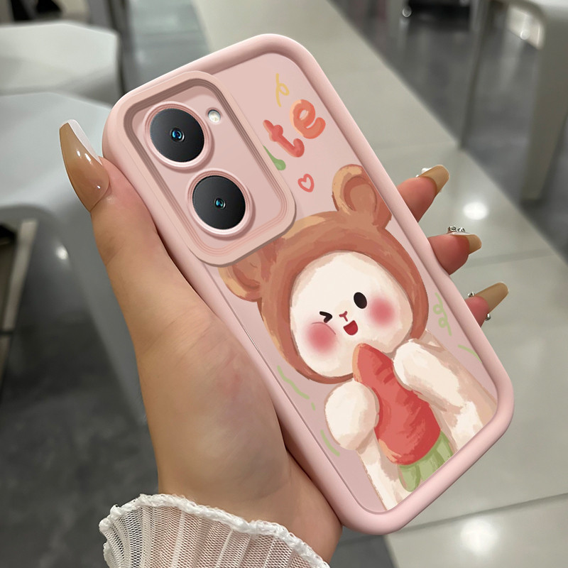 เคสสำหรับ VIVO Y03 Y03T Y18 Y18i Y18e Y18t Y18s Y28e 5G เคสโทรศัพท์หมีเป็ดน่ารักสามสีซิลิโคนกันกระแทก