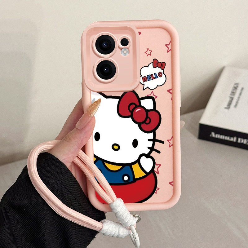เคสสำหรับ OPPO Reno 13F 4G Reno 13F 5G เคสโทรศัพท์แมววีรบุรุษการ์ตูนสายคล้องสามสีซิลิโคนกันกระแทก