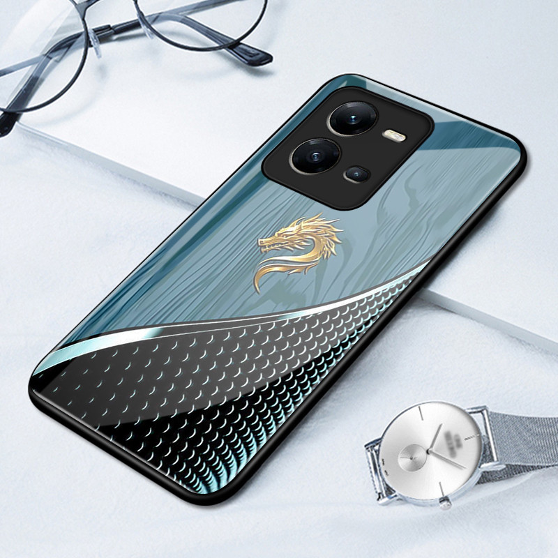 เคสสำหรับ VIVO V25 5G V25 Pro 5G V25E 4G เคสโทรศัพท์มังกรเปลือกแก้วกันกระแทก