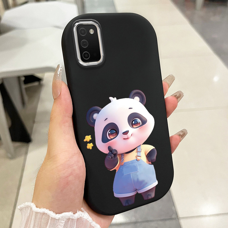 เคสสำหรับ Samsung Galaxy A03s A02s M02s F02s เคสโทรศัพท์แพนด้ากลมและอ้วนเสื้อแจ็กเก็ตผ้านุ่ม