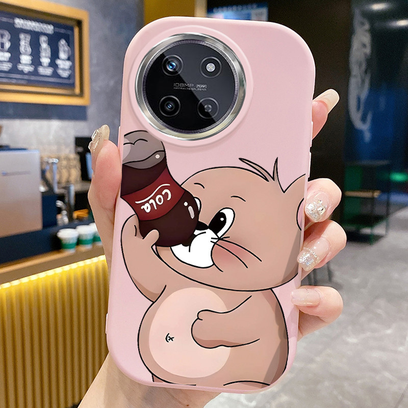 เคสสำหรับ Realme 11 5G 11X 5G C67 5G Narzo 60X 5G เคสโทรศัพท์แมวหนูกันกระแทกกลมและอ้วน