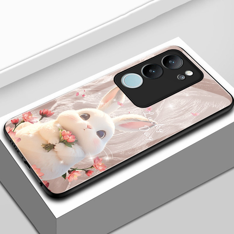 เคสสำหรับ VIVO V29 5G V29 Pro 5G V29E 5G V27 5G V27 Pro 5G เคสโทรศัพท์กระต่ายแพนด้าเปลือกแก้วกันกระแทก