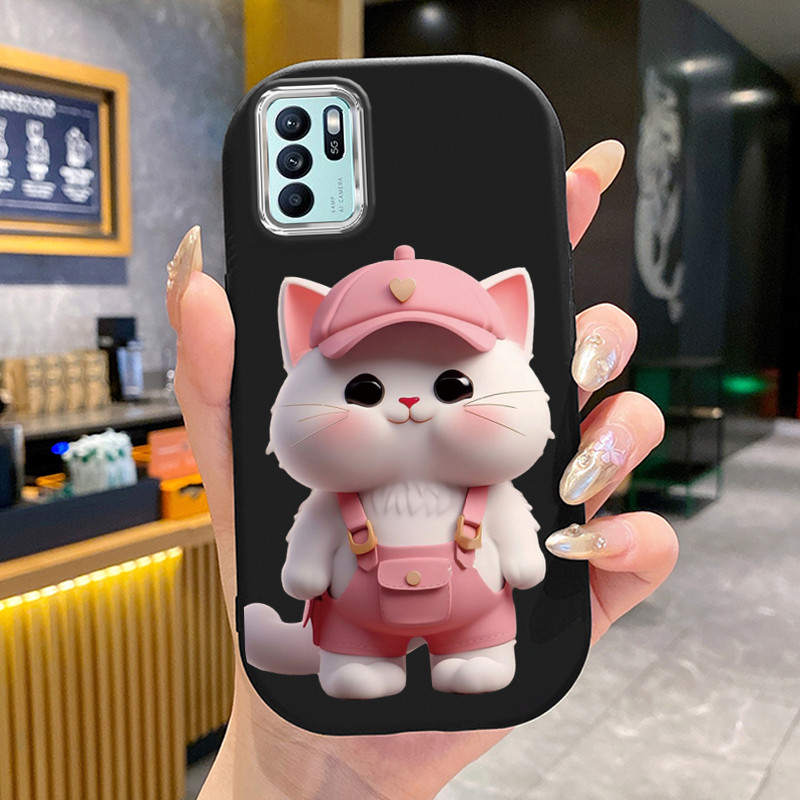 เคสสำหรับ OPPO Reno 6Z 5G Reno 6 5G Reno6 Z 5G เคสโทรศัพท์แมวกลมและอ้วนเสื้อแจ็กเก็ตผ้านุ่ม