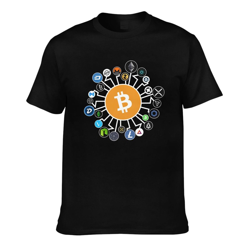 แฟชั่นบุรุษ Casual Chainlink Xrp Ethereum Tezos Digibyte Crypto Summer Cool เสื้อยืด