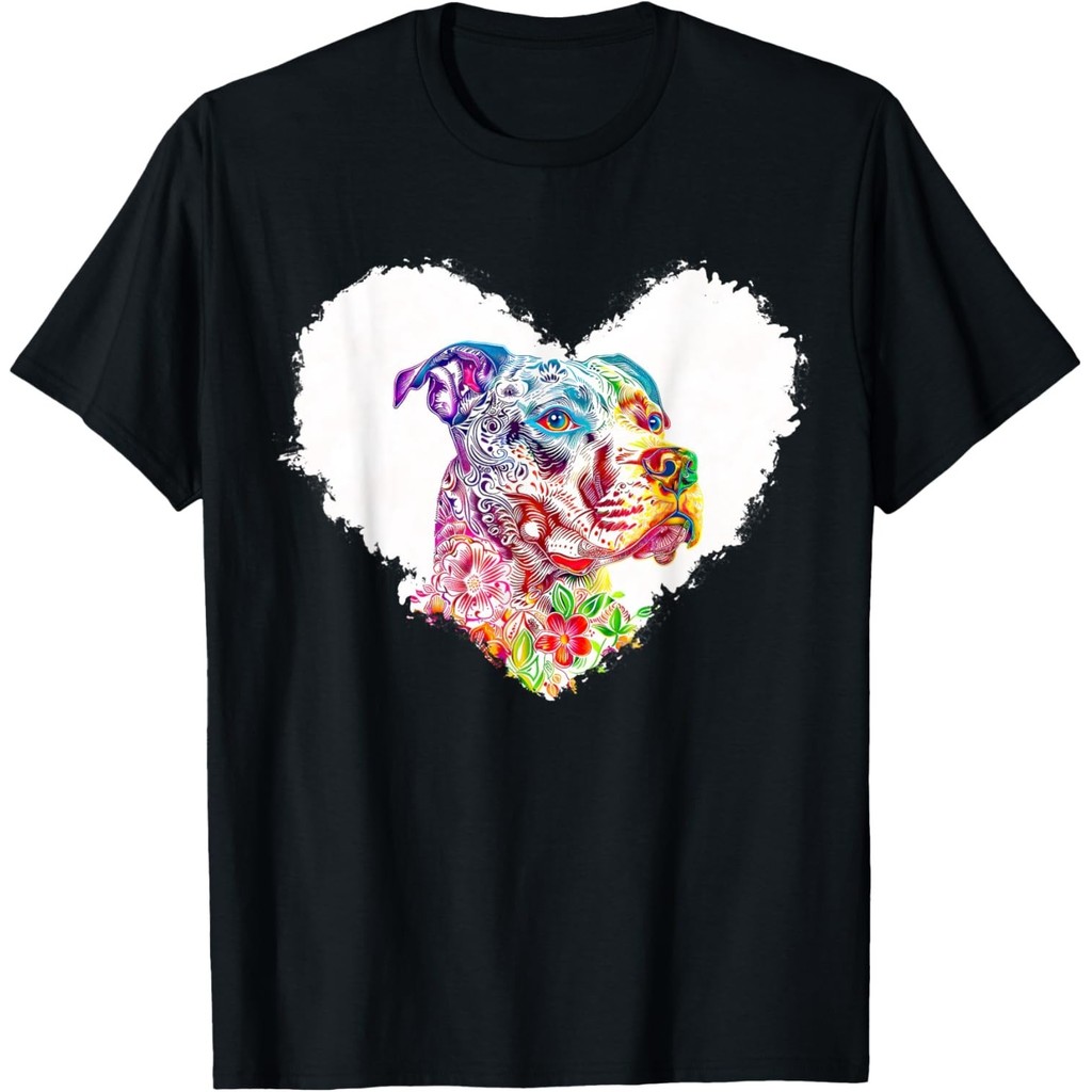 น่ารัก Pitbull ลายดอกไม้หัวใจ Pitbull Dog Pittie Mom เสื้อยืด Unisex