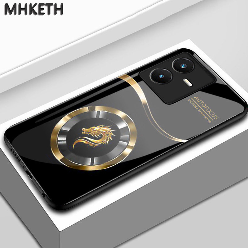 เคสสำหรับ VIVO Y22 Y22s เคสโทรศัพท์กระจกลายมังกรแบบปรับแต่งได้