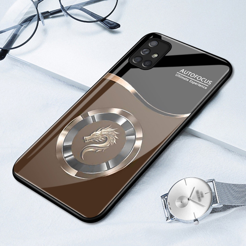 เคสสำหรับ Samsung A71 4G A71 5G A91 เคสโทรศัพท์มังกรเปลือกแก้วกันกระแทก