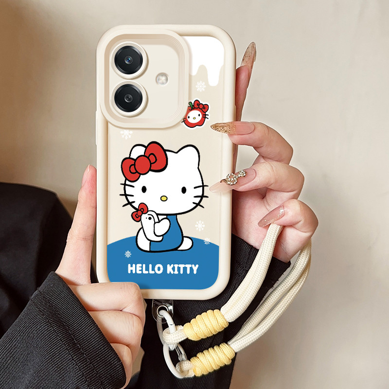 เคสสำหรับ OPPO A3 4G A3 Pro 5G A3X 4G A3X 5G A40 A60 5G เคสโทรศัพท์แมวสายคล้องสามสีซิลิโคนกันกระแทก