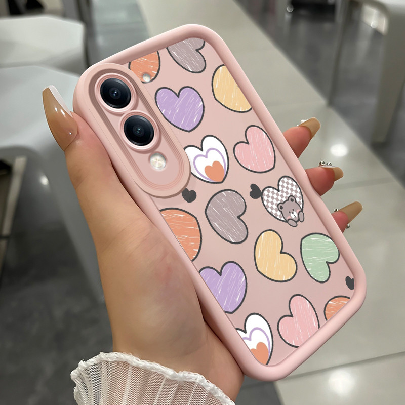เคส Hp สําหรับ VIVO Y04 Y29s 5G Y19 5G T4 Lite 5G Case Casing small yellow duck pattern with heart K