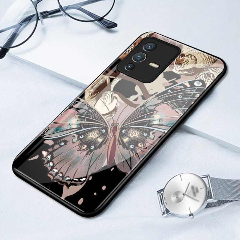 เคสสำหรับ VIVO V23 5G V23i 5G V23E 4G V23E 5G Y75 เคสโทรศัพท์ผีเสื้อป้องกันการตกช็อตเต็ม