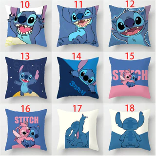 45X45 ซม.ภาพเคลื่อนไหว Lilo Stitch ด้านเดียวพิมพ์โพลีเอสเตอร์โยนหมอนรถ Cusion ตกแต่งบ้านปลอกหมอน