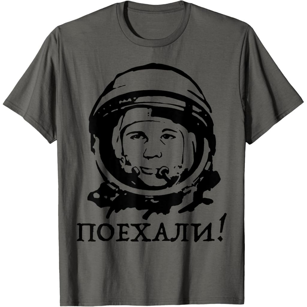 เสื้อยืดผ้าฝ้ายผู้ชาย Yuri Gagarin คําคม TShirt Tee Shirt T-Shirt ผ้าฝ้ายคุณภาพสูงแขนสั้น