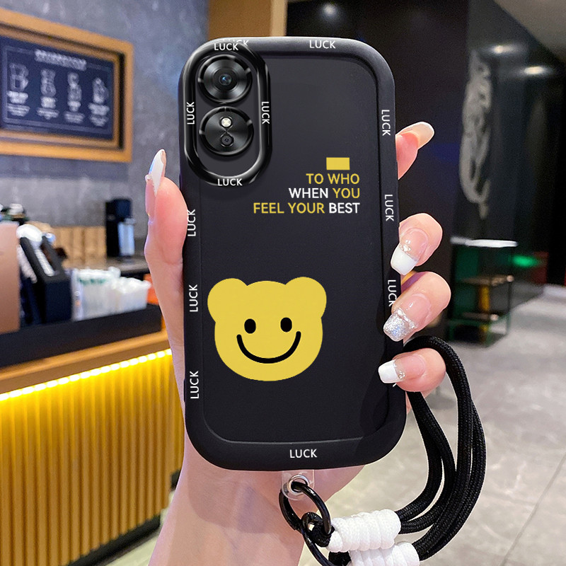 เคสสำหรับ OPPO A17 A17K เคสโทรศัพท์หมีซิลิโคนสายคล้องกันกระแทก