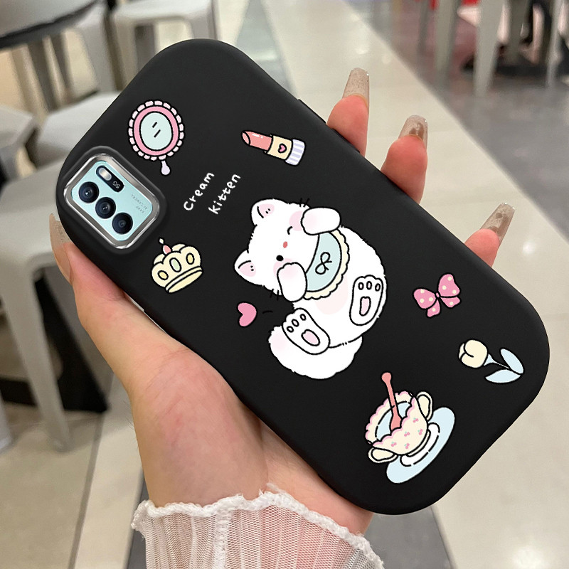เคสสำหรับ OPPO Reno 6Z 5G Reno 6 5G Reno6 Z 5G เคสโทรศัพท์แมวน่ารักกันกระแทกกลมและอ้วน