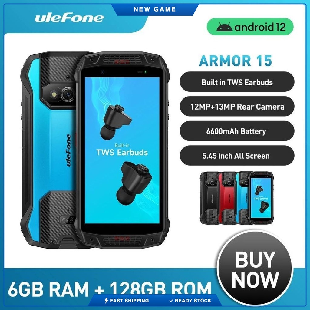 Ready Ulefone Armor 15 Rugged Waterproof Phone 128GB TWS Earbuds
