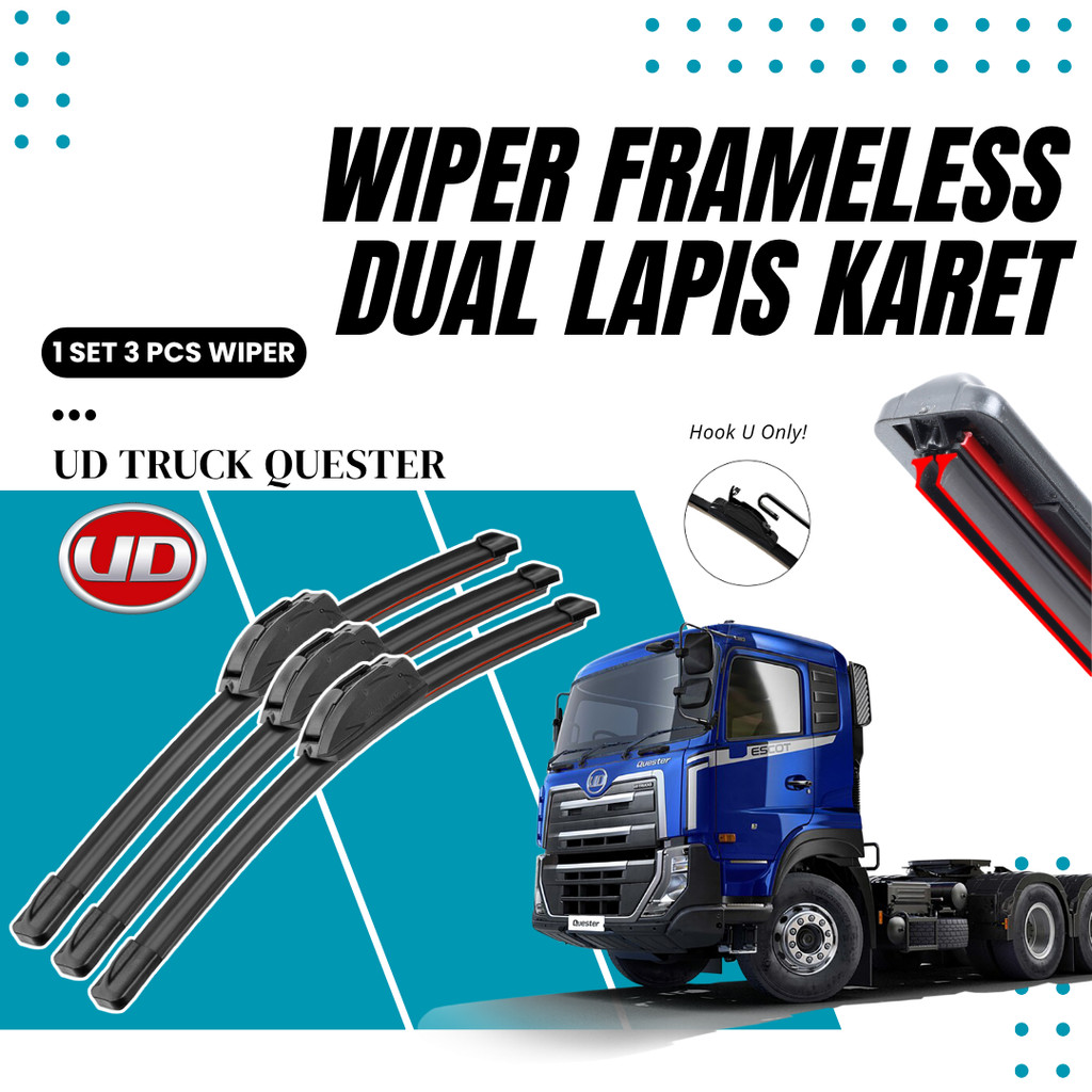 UD Trucks Quester Premium Wiper น้ํายาทําความสะอาดกระจกรถยนต์ยางคู่ 1 ชุดซ้ายและขวา