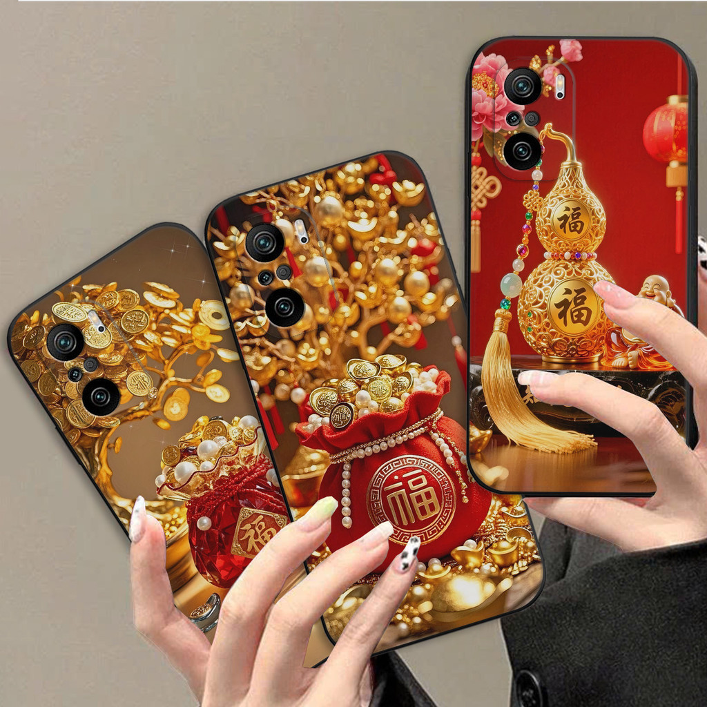 เคสสําหรับเล่นเกม Xiaomi Redmi K40 / K40 Pro พร้อมเคส Tet พิมพ์ลาย 3D God of Wealth โชคดีและโชคลาภ