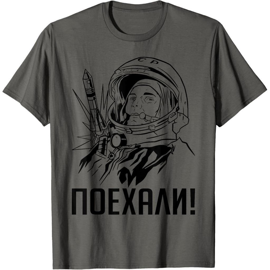 เสื้อยืดผู้ชาย Gagarin Yuri Vintage แขนสั้น ทำจากผ้าฝ้ายคุณภาพสูง ในสต็อก