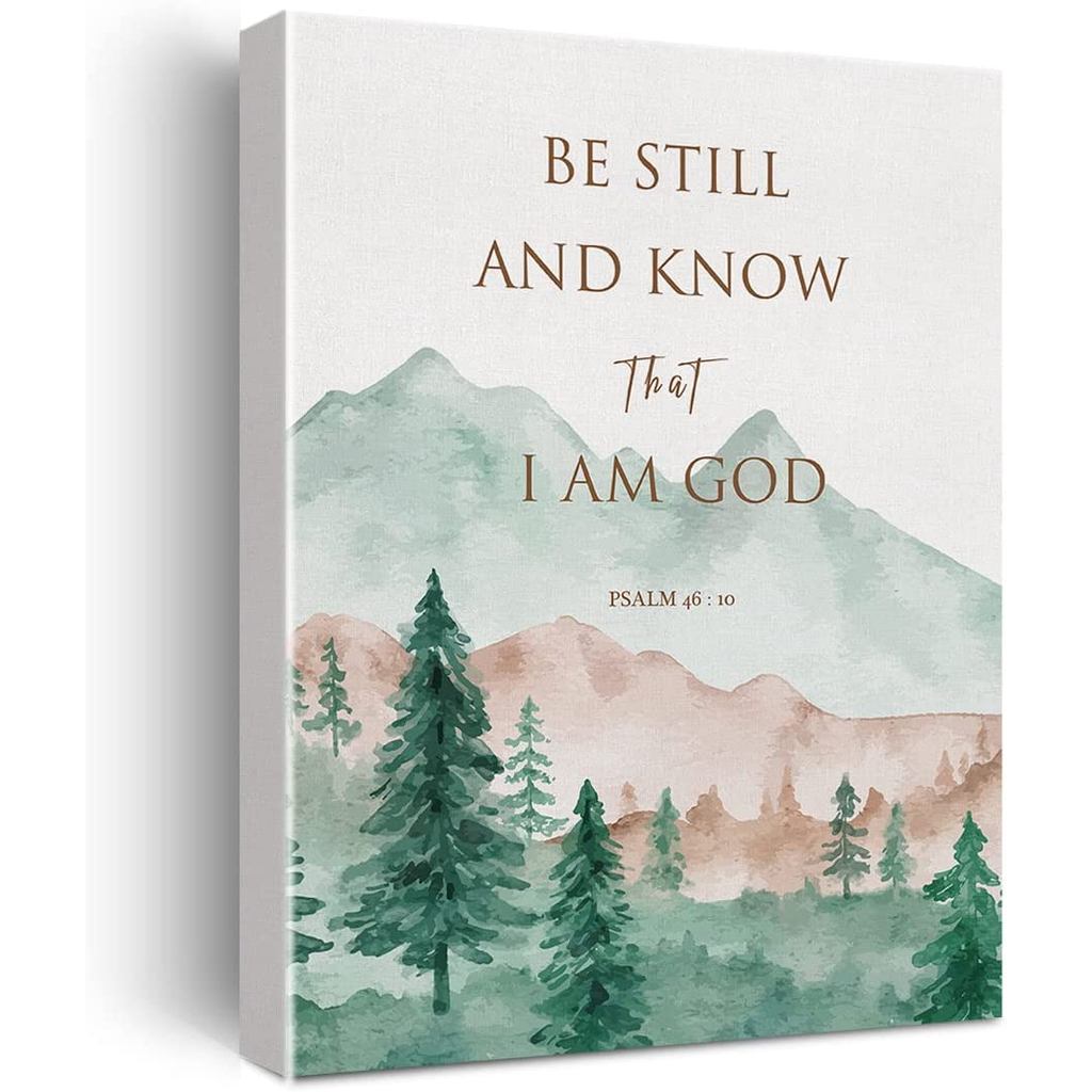 Bible Verse Canvas Print Decor ยังคงและรู้จัก Psalm : Wall Painting Poster สีน้ํางานศิลปะ x Home Off